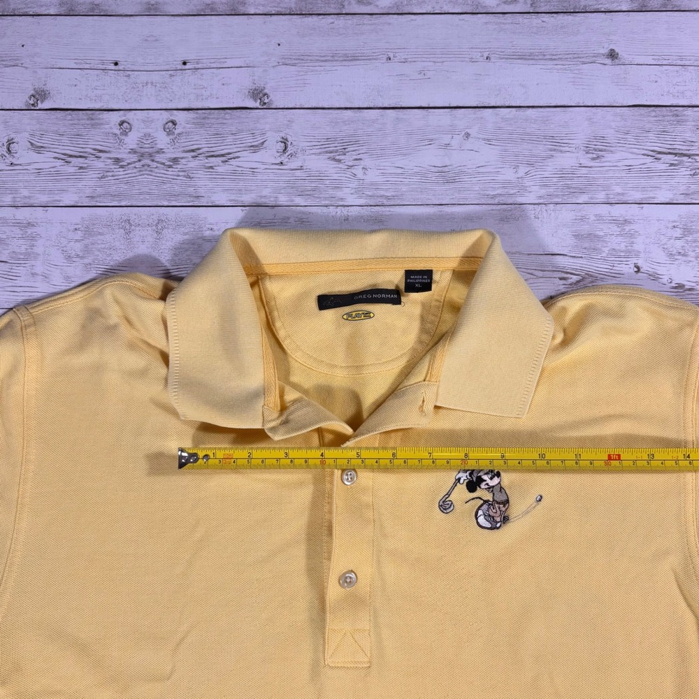 Greg Norman Mickey Mouse Golf Polo Shirt Mens XL Yellow Play Dry Pique Disney - Picture 10 of 15